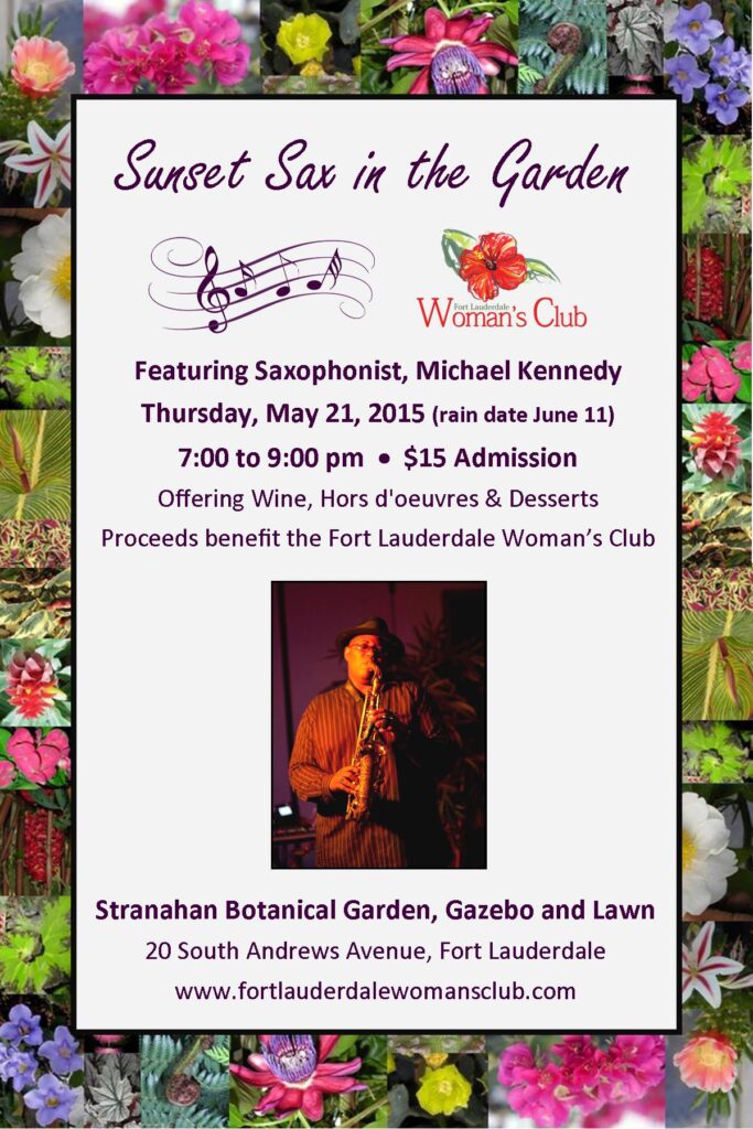 Sax in the Garden postcard 2015 for BTSF